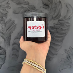 Huge Maria's Chamoy Enchilado reusable Glass Jar. Black screw top.